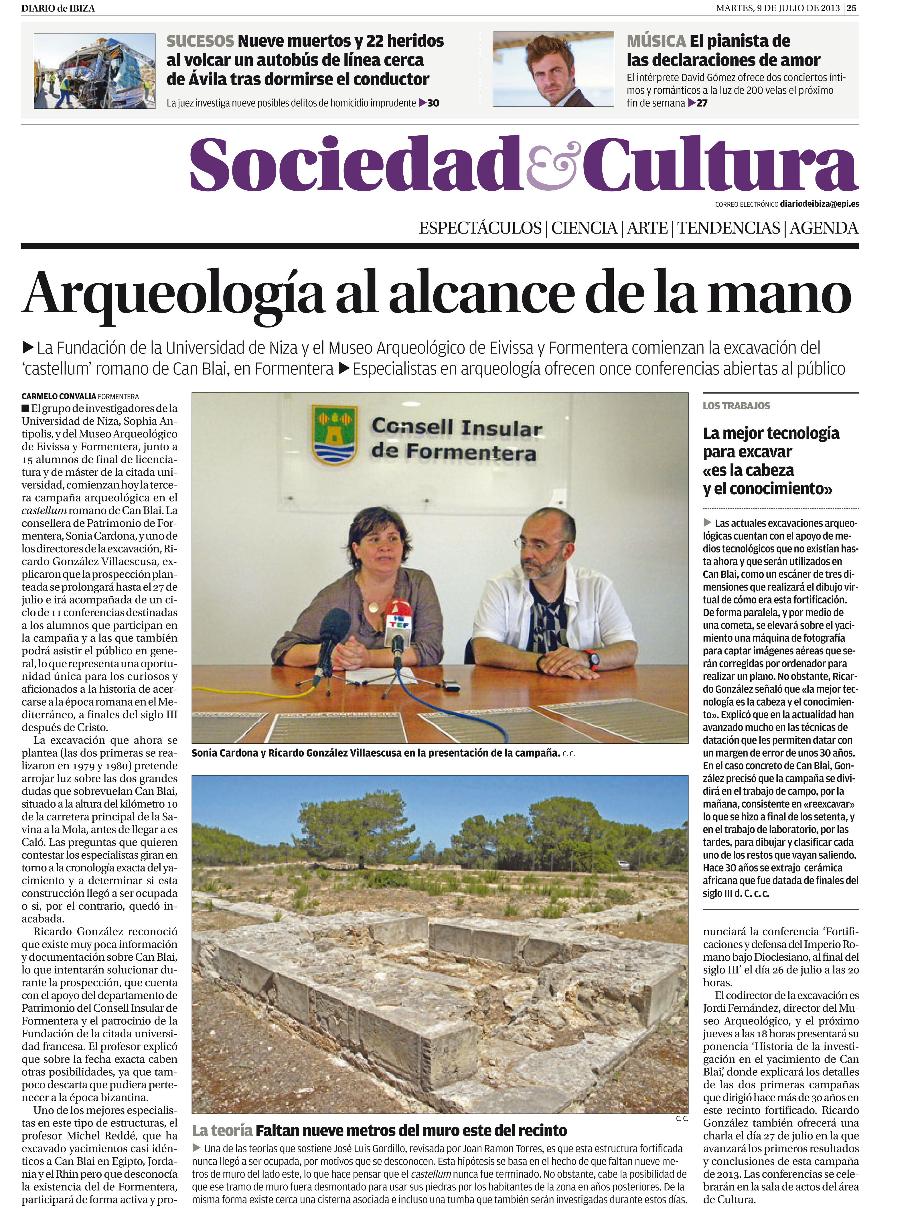 Arqueología al alcance de la mano, Diario de Ibiza, 9 de julio de 2013